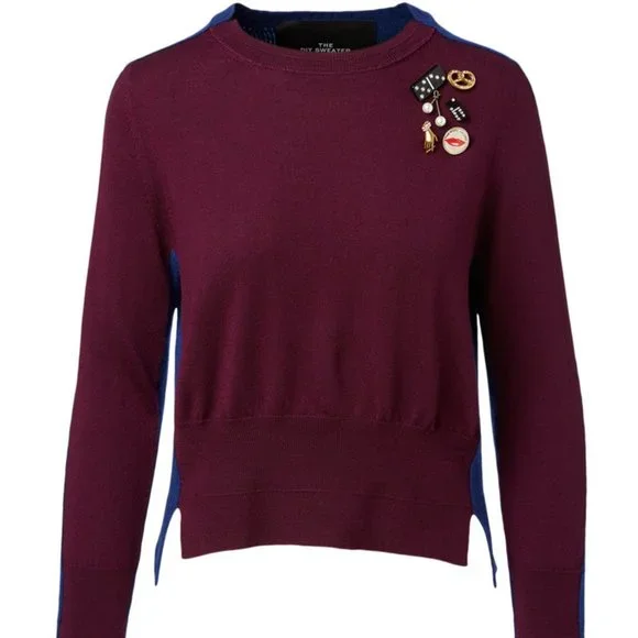 NWT $350 MARC JACOBS THE DIY TWO-TONE WOOL PULLOVER CREW NECK SWEATER JUMPER M - Picture 3 of 9
